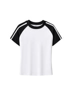 Contrast Stripes Bodycon Raglan Sleeve T-Shirt