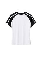 Contrast Stripes Bodycon Raglan Sleeve T-Shirt