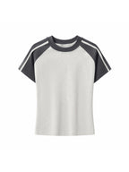 Contrast Stripes Bodycon Raglan Sleeve T-Shirt
