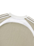 Contrast Stripes Panel Mesh T-shirt