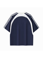 Contrast Stripes Panel Mesh T-shirt