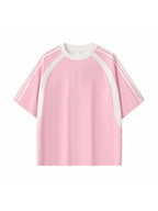 Contrast Stripes Panel Mesh T-shirt