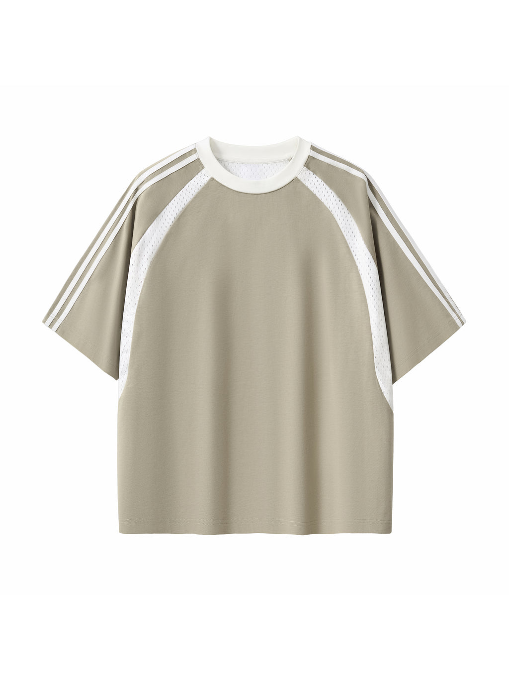 Contrast Stripes Panel Mesh T-shirt