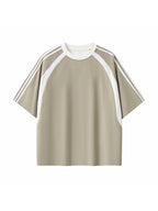 Contrast Stripes Panel Mesh T-shirt