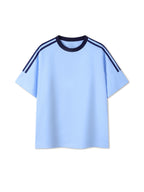 Contrast Tape Crewneck Cotton T-Shirt