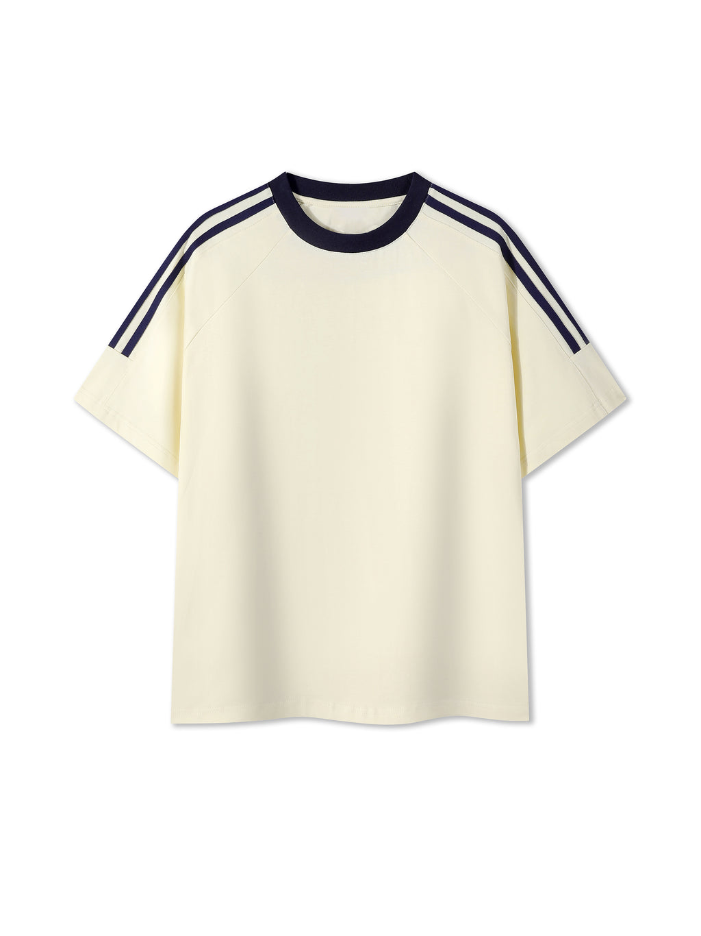 Contrast Tape Crewneck Cotton T-Shirt