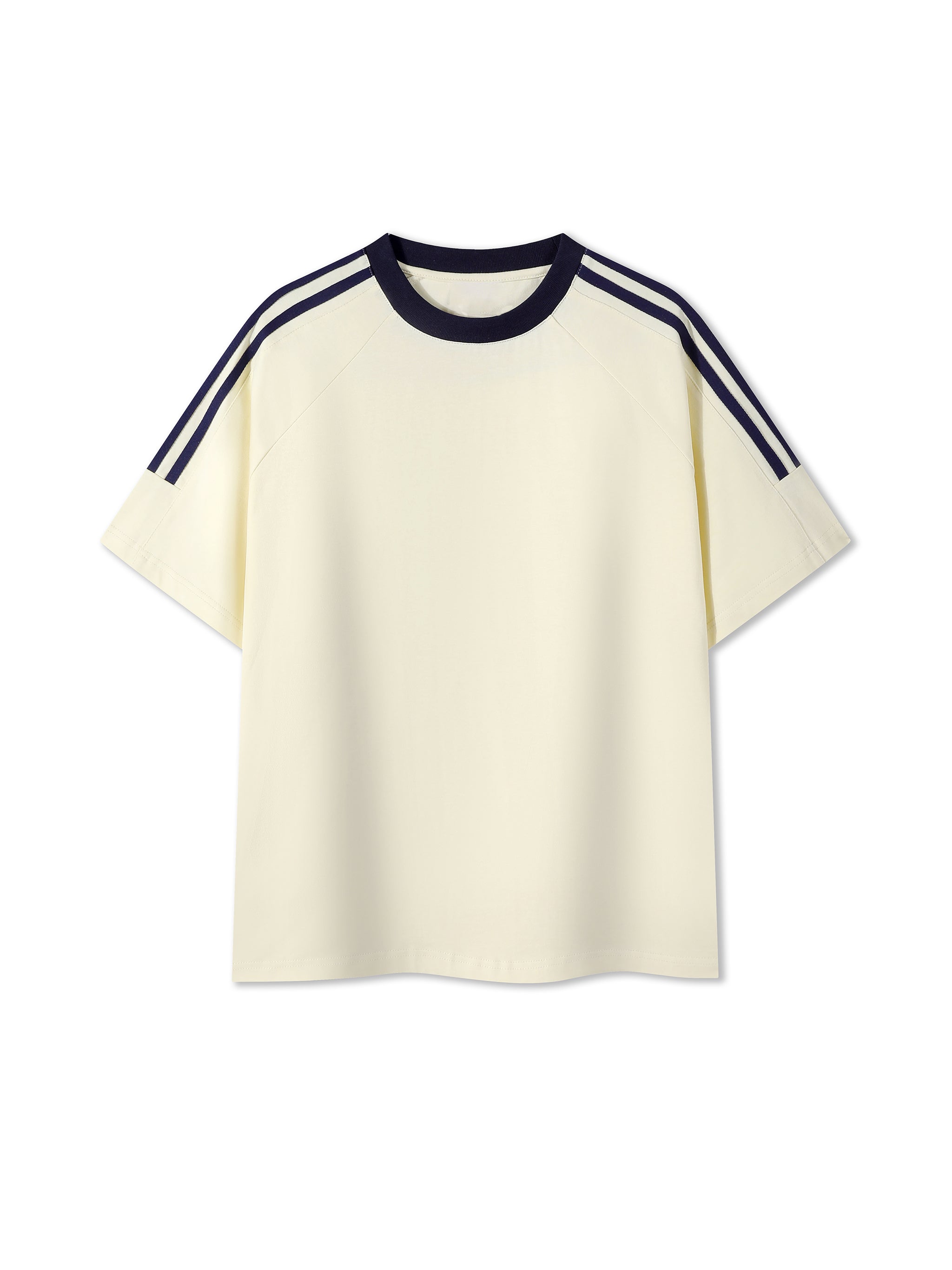 Contrast Tape Crewneck Cotton T-Shirt