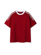 Contrast Tape Crewneck Cotton T-Shirt