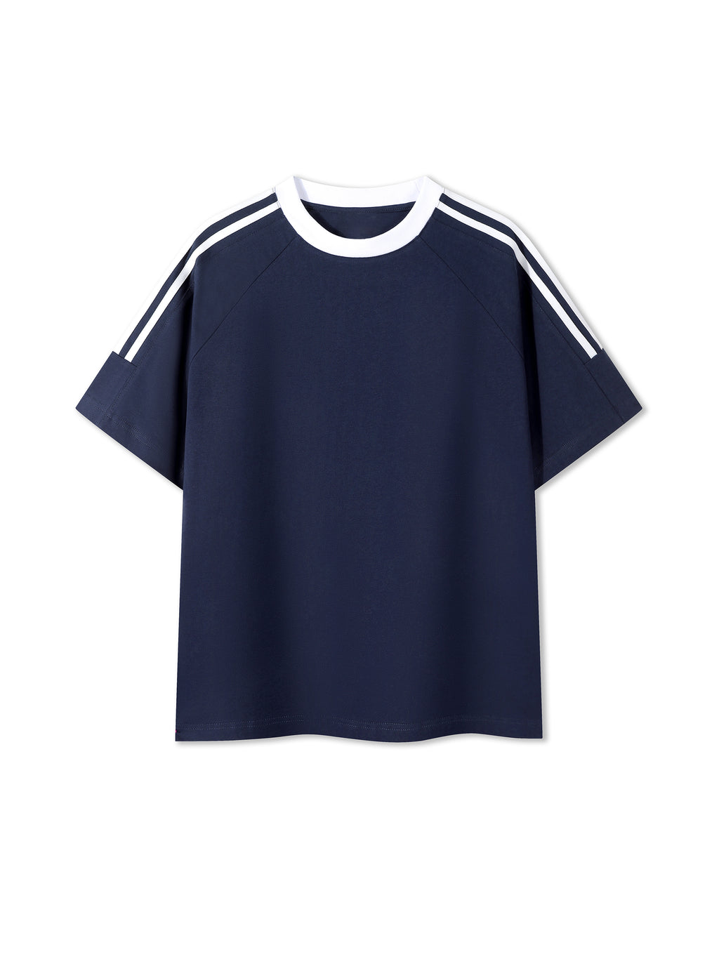 Contrast Tape Crewneck Cotton T-Shirt