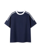 Contrast Tape Crewneck Cotton T-Shirt