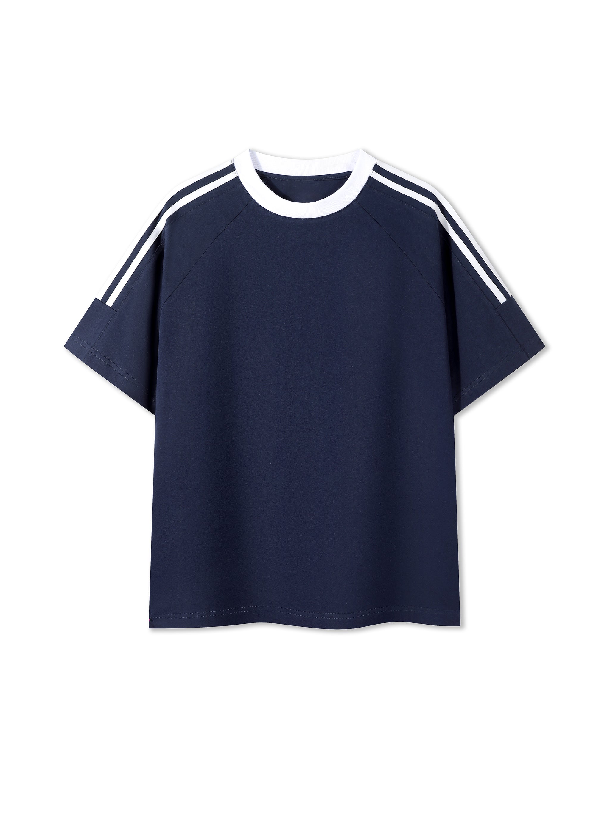 Contrast Tape Crewneck Cotton T-Shirt