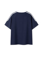 Contrast Tape Crewneck Cotton T-Shirt