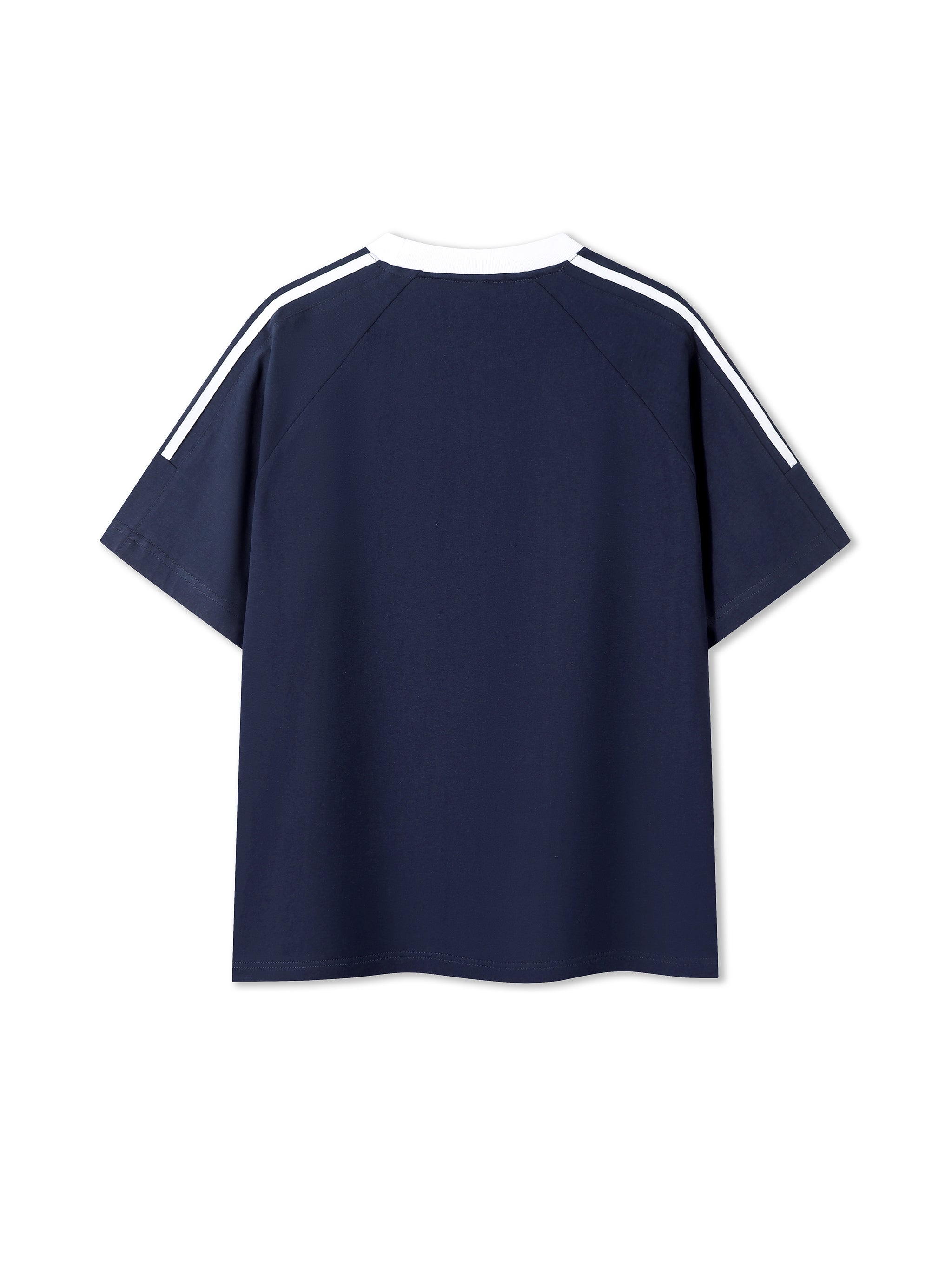 Contrast Tape Crewneck Cotton T-Shirt