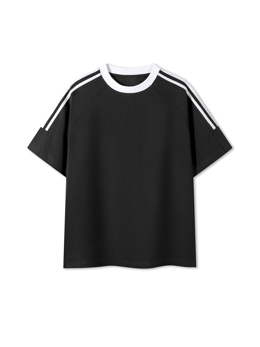 Contrast Tape Crewneck Cotton T-Shirt