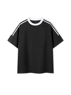 Contrast Tape Crewneck Cotton T-Shirt