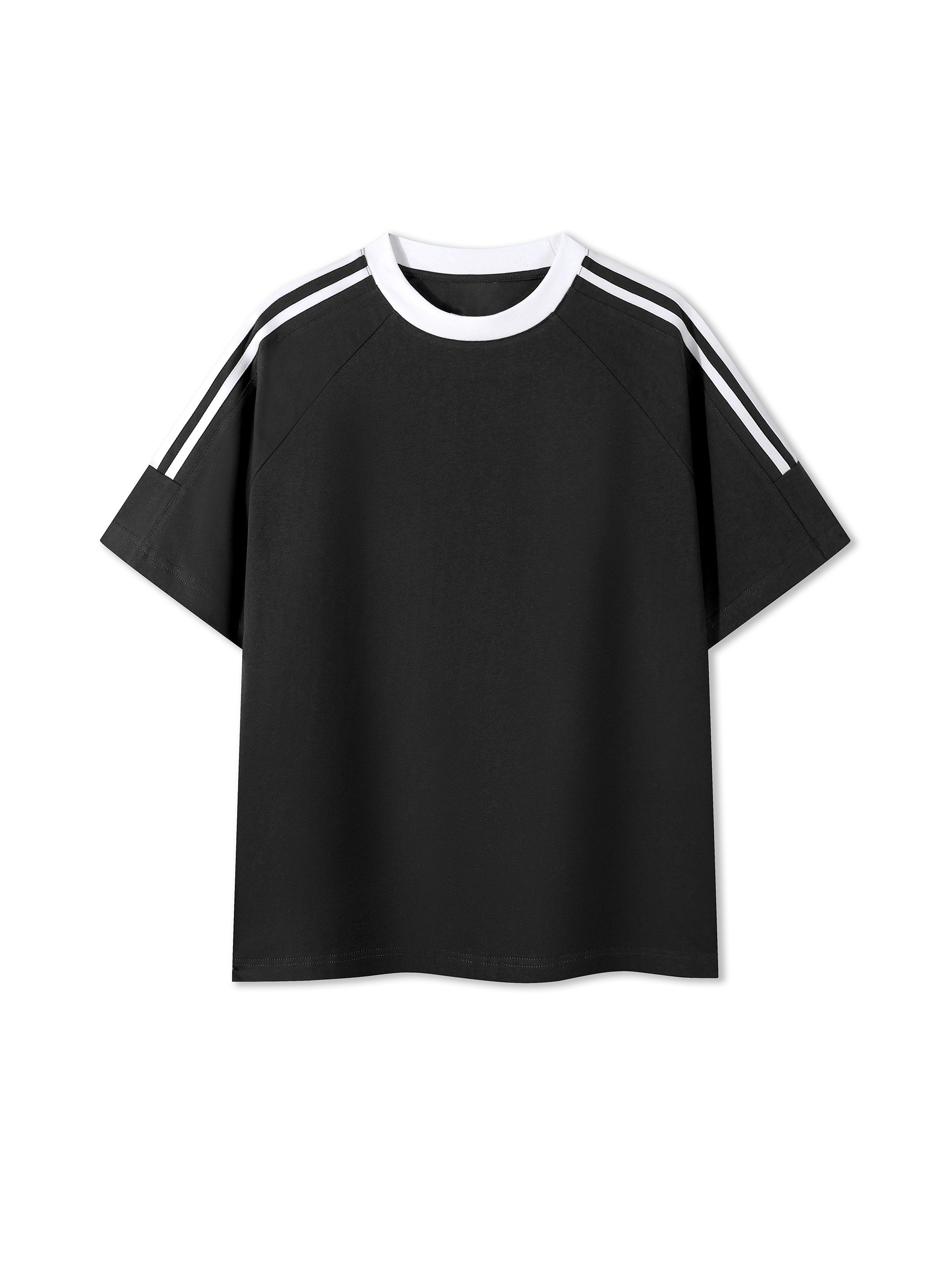 Contrast Tape Crewneck Cotton T-Shirt