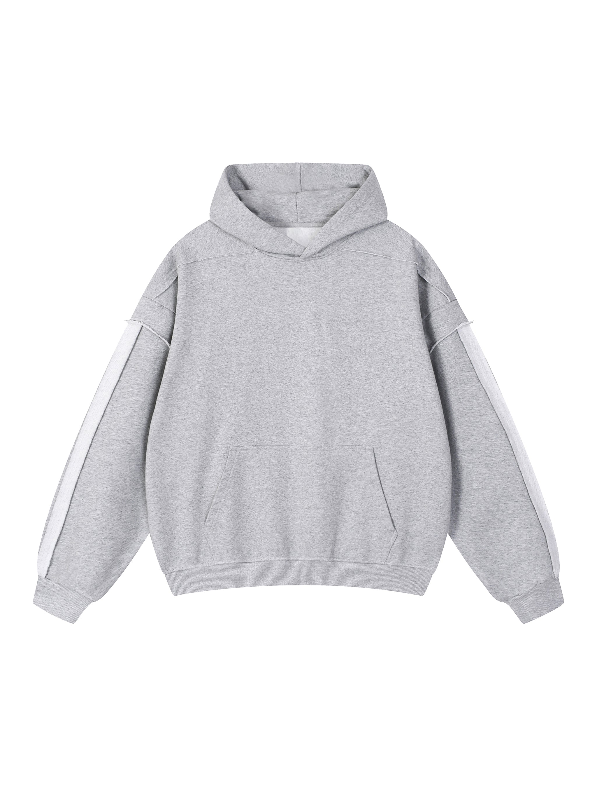 Contrast Tape Raw Edge Double Layered Hoodie