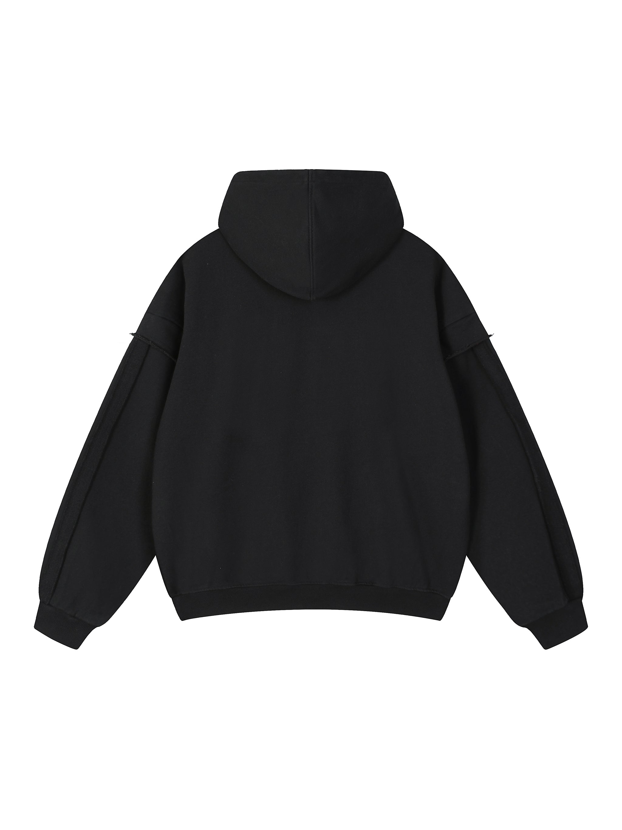 Contrast Tape Raw Edge Double Layered Hoodie