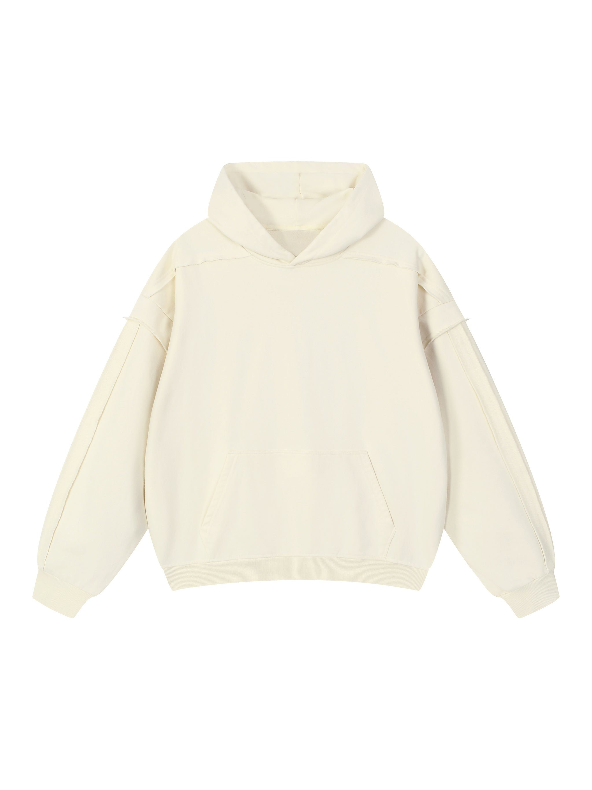 Contrast Tape Raw Edge Double Layered Hoodie