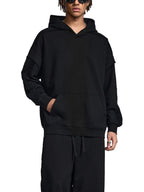 Contrast Tape Raw Edge Double Layered Hoodie