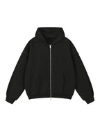 Contrast Tape Raw Edge Double Layered Zip Hoodie