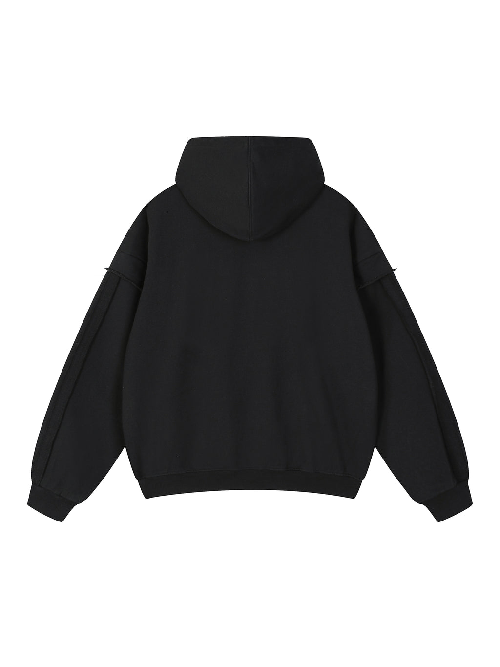 Contrast Tape Raw Edge Double Layered Zip Hoodie