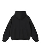 Contrast Tape Raw Edge Double Layered Zip Hoodie