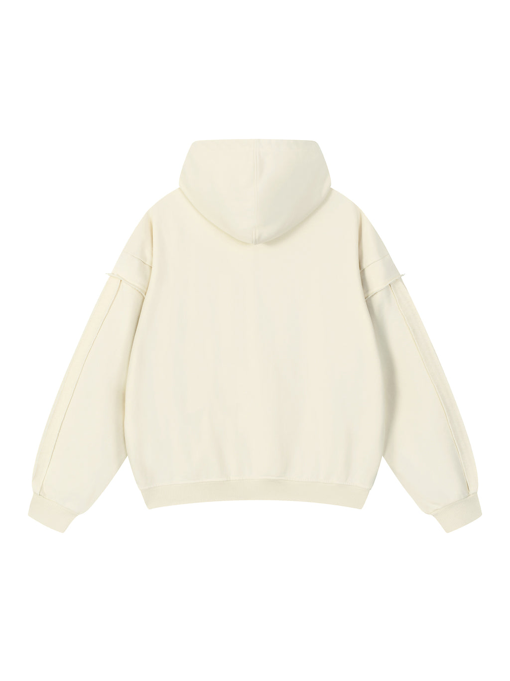 Contrast Tape Raw Edge Double Layered Zip Hoodie