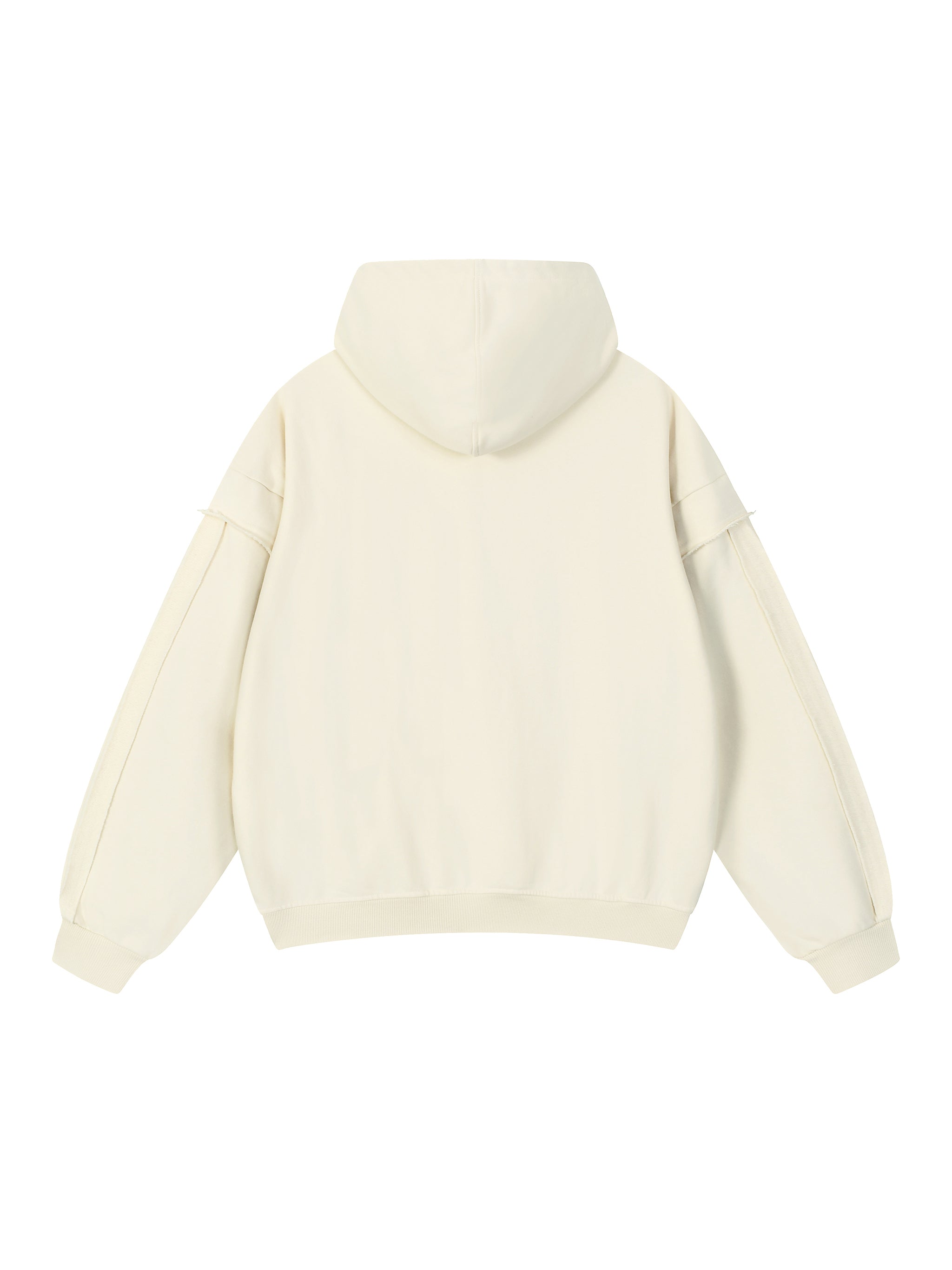 Contrast Tape Raw Edge Double Layered Zip Hoodie