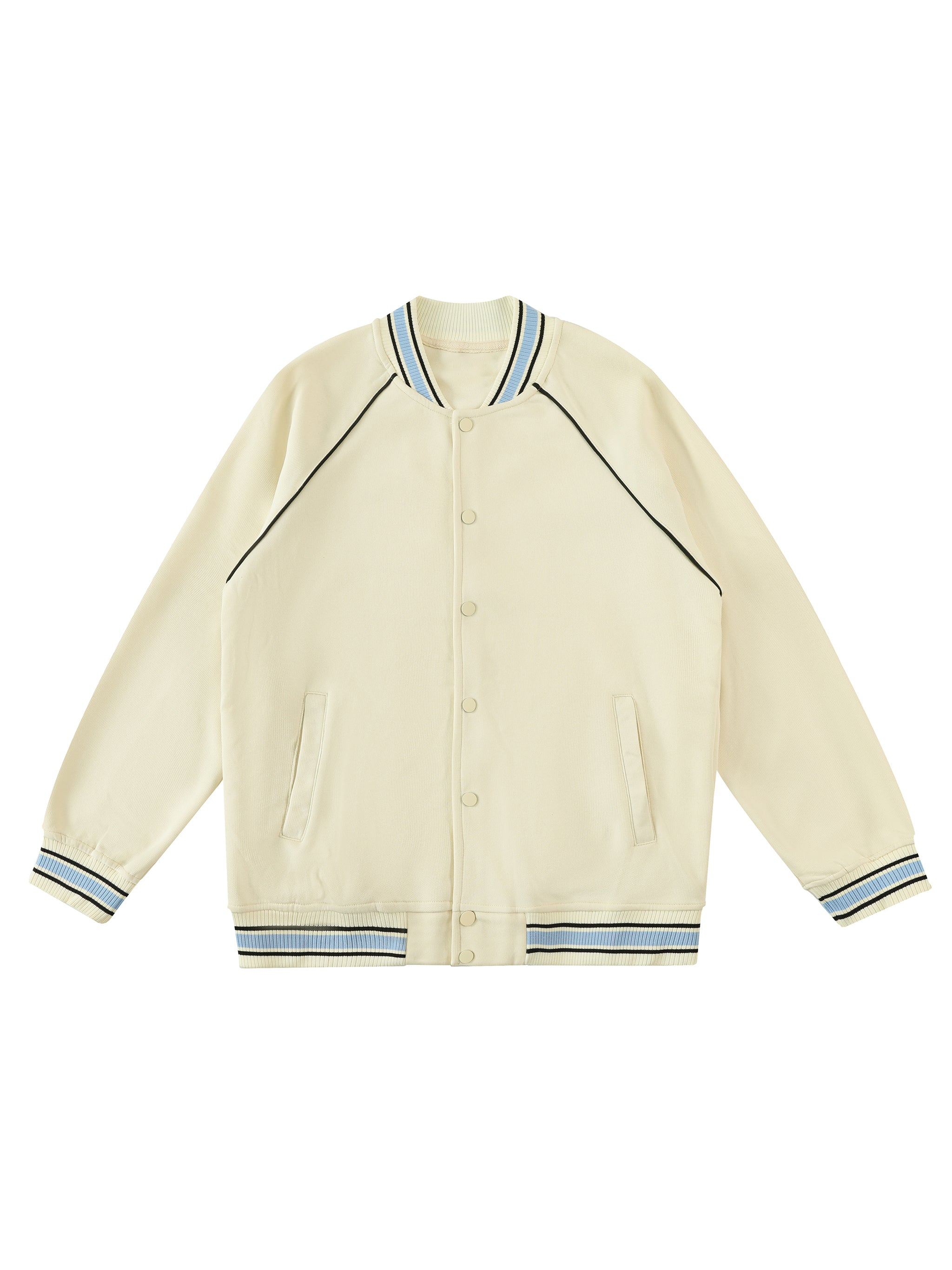 Contrast Trim Raglan Varsity Jacket