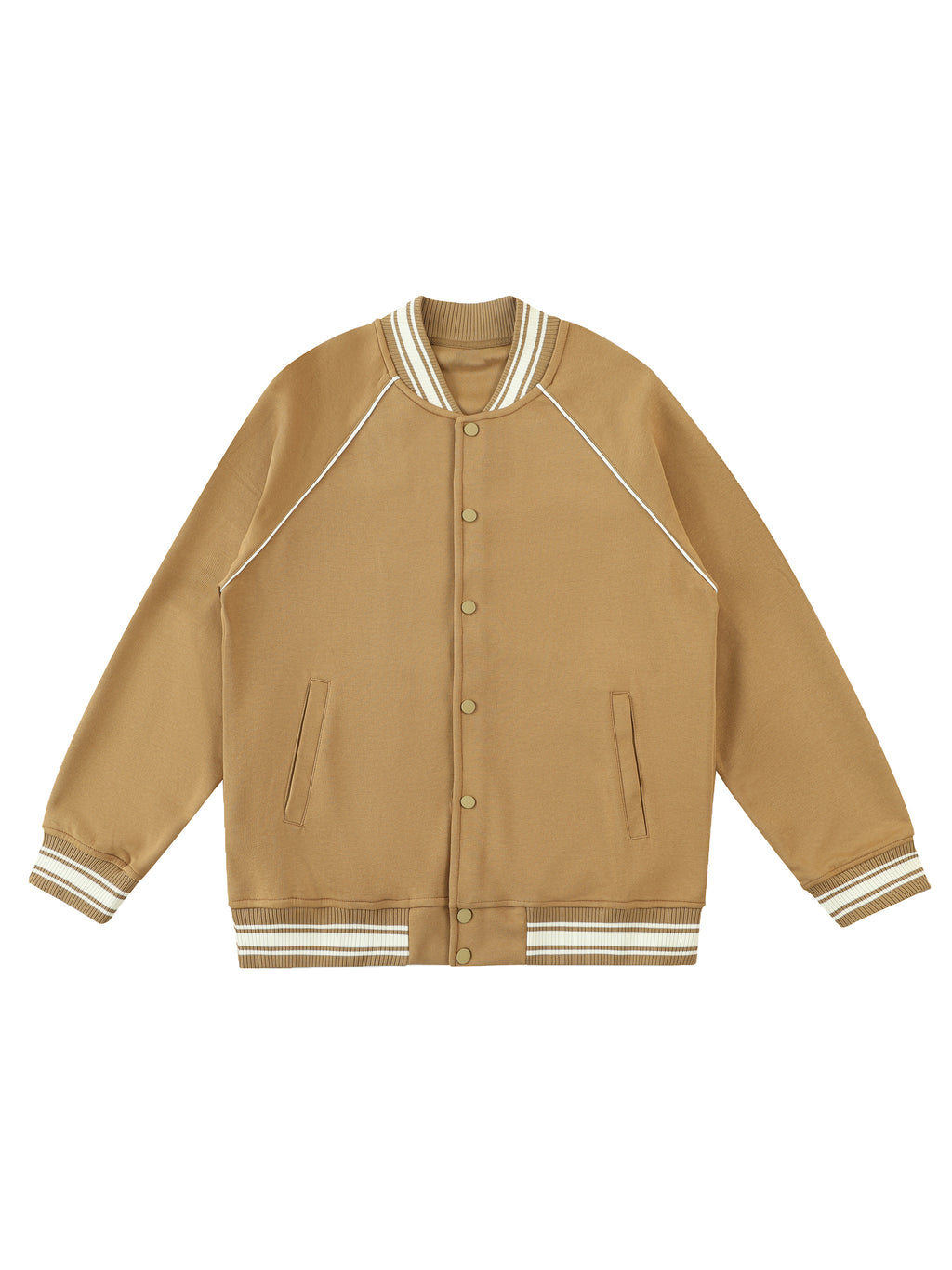 Contrast Trim Raglan Varsity Jacket