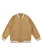 Contrast Trim Raglan Varsity Jacket