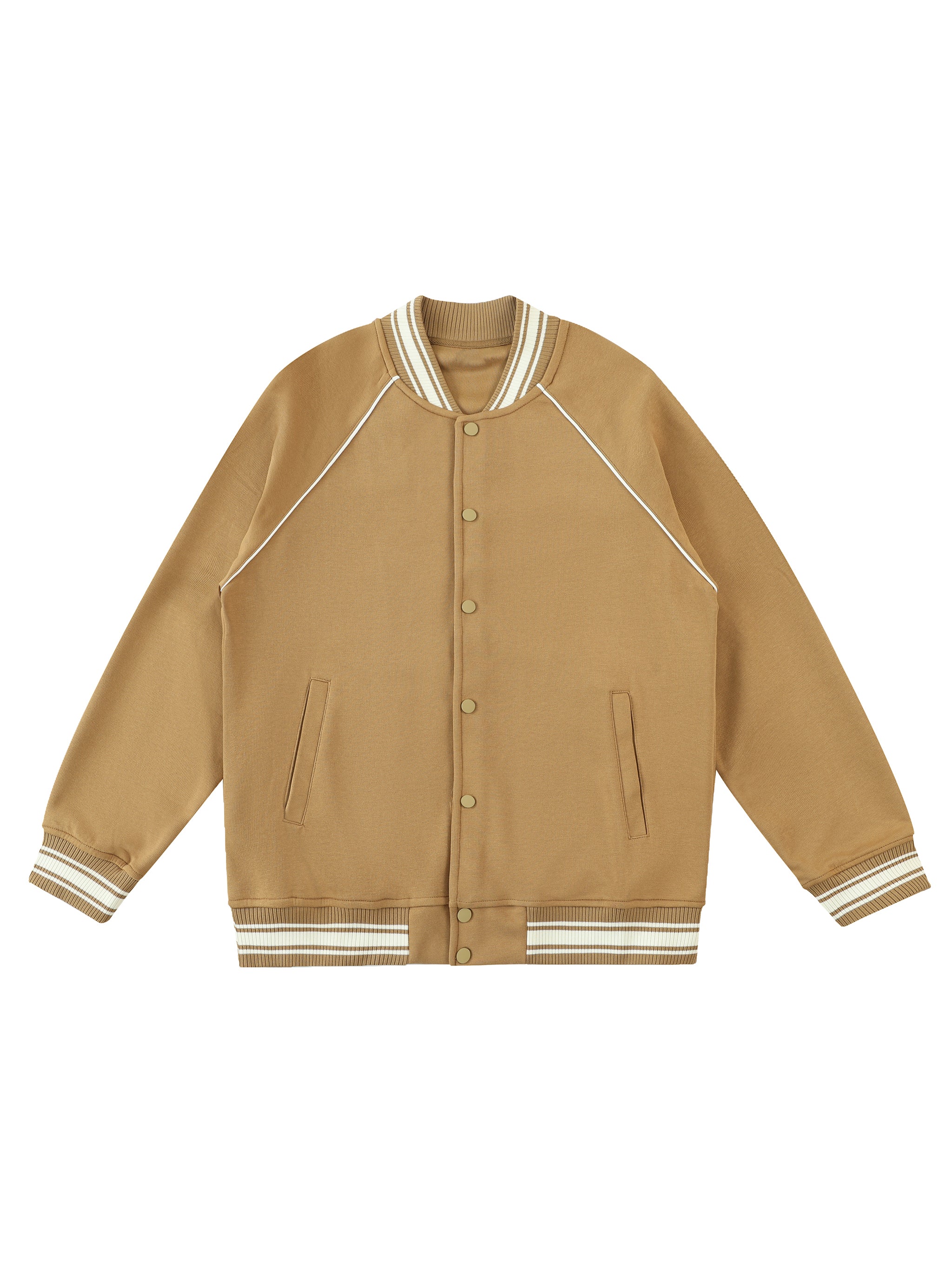 Contrast Trim Raglan Varsity Jacket