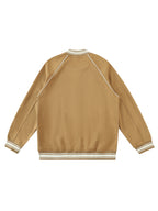 Contrast Trim Raglan Varsity Jacket