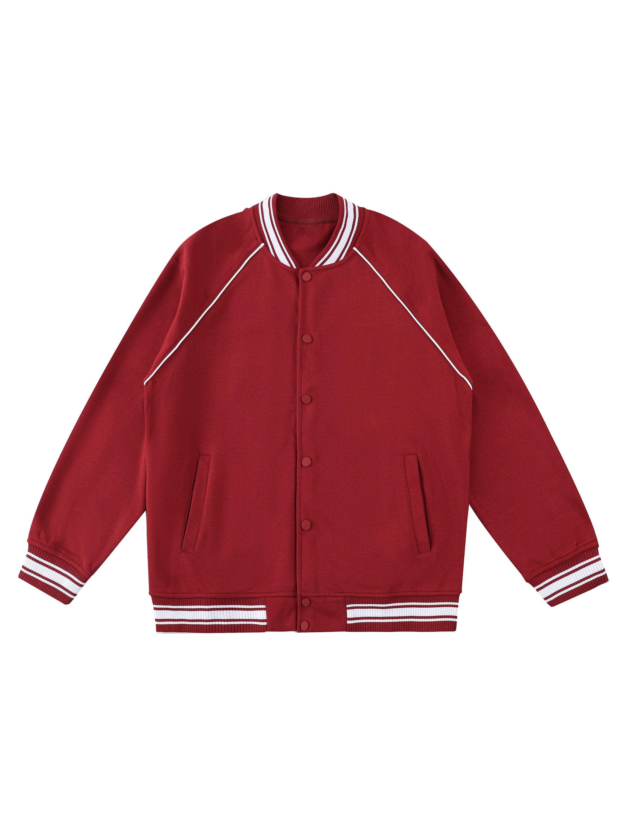 Contrast Trim Raglan Varsity Jacket