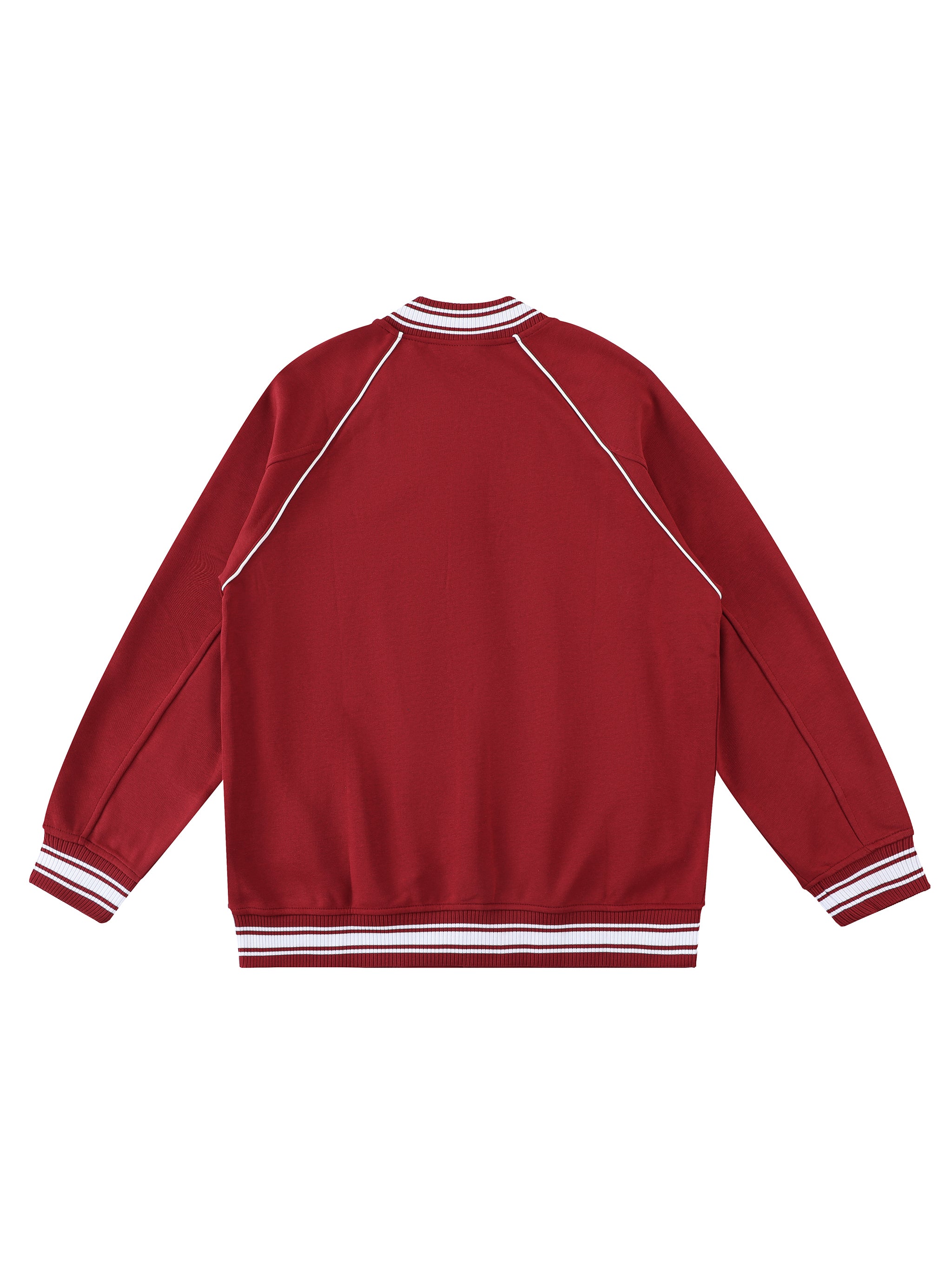 Contrast Trim Raglan Varsity Jacket