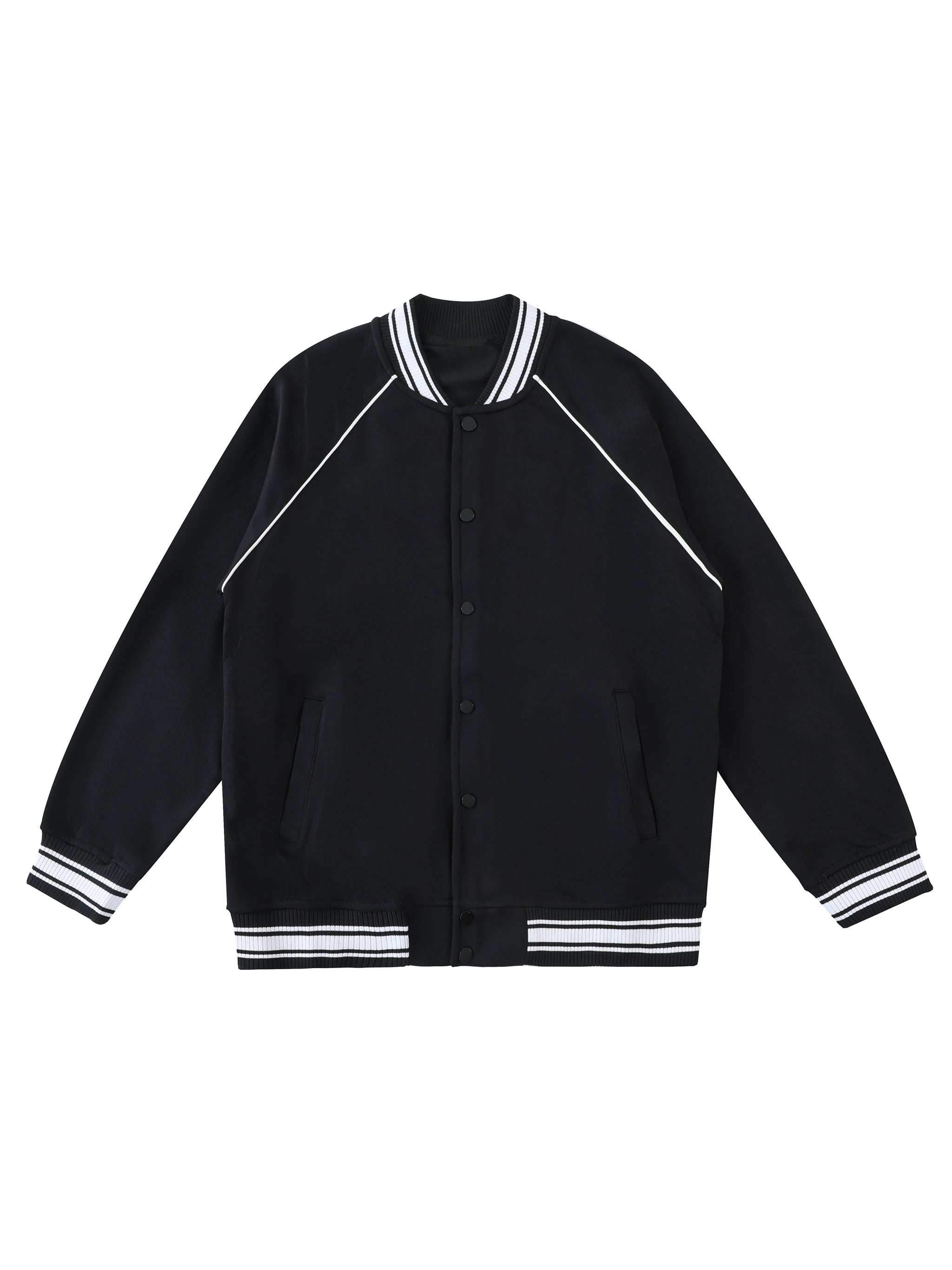Contrast Trim Raglan Varsity Jacket