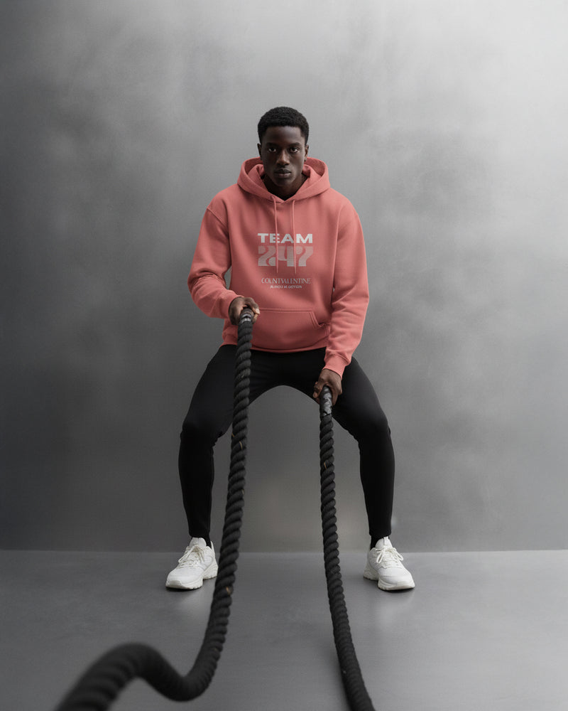 TEAM 247 CORAL PERFORMANCE HOODIE