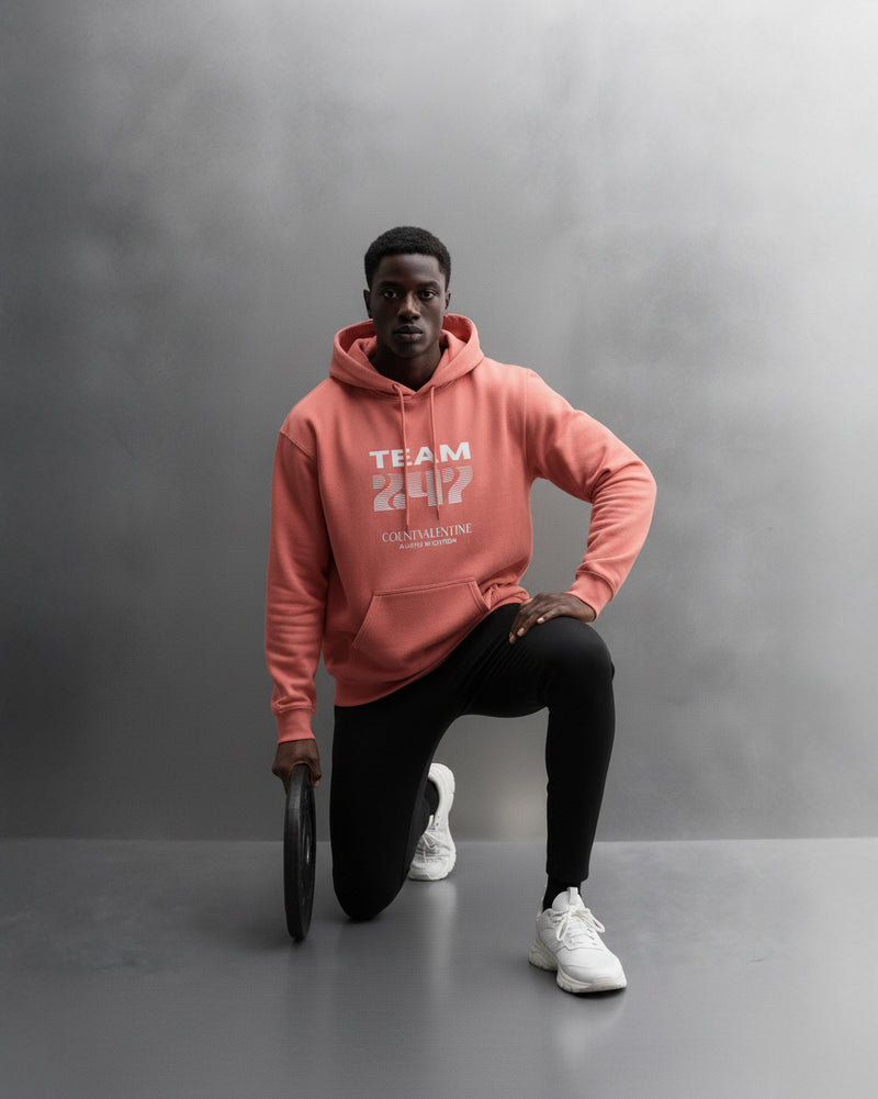 TEAM 247 CORAL PERFORMANCE HOODIE