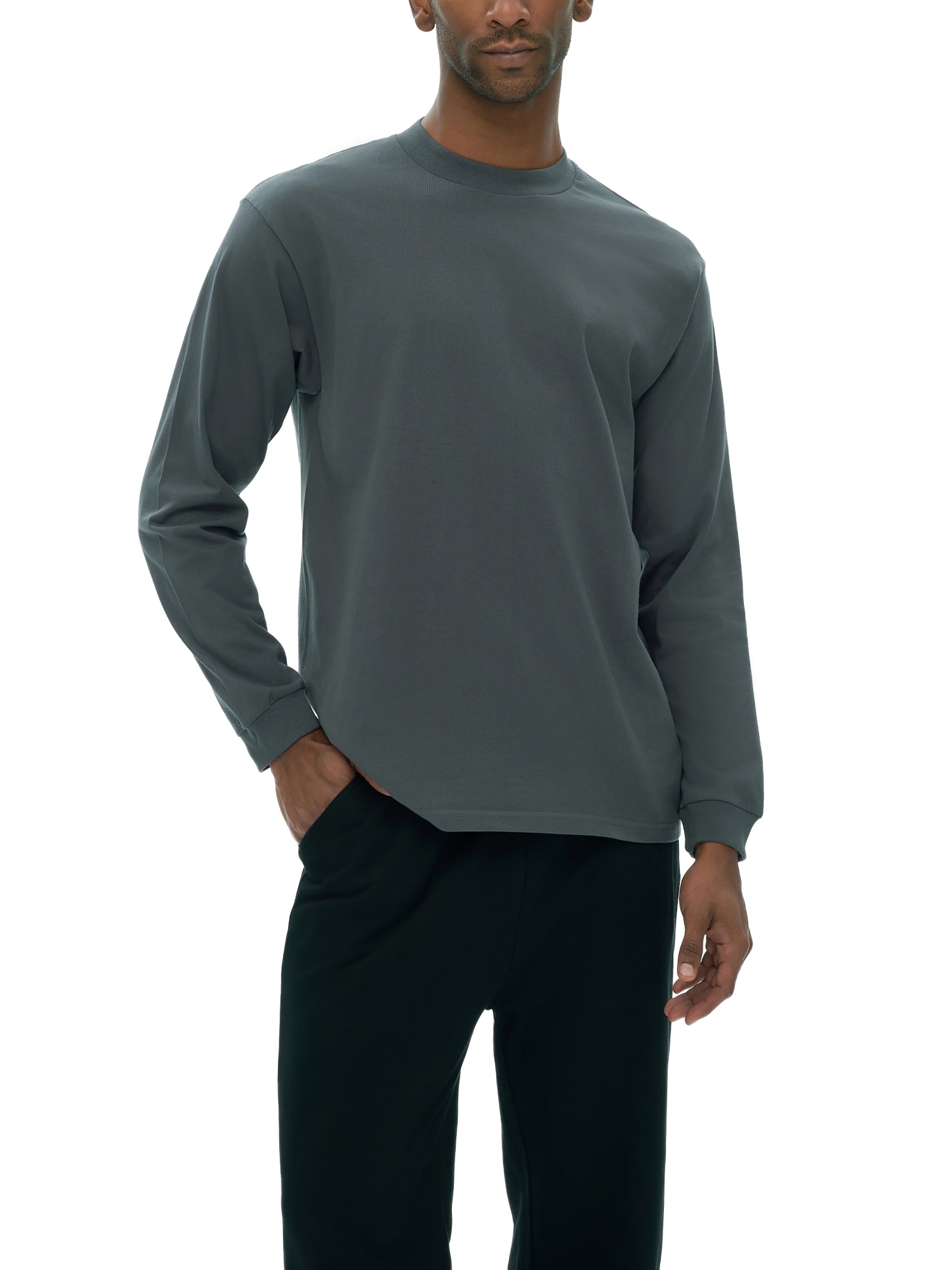 Crew Neck Drop Shoulder Long Sleeve Shirt