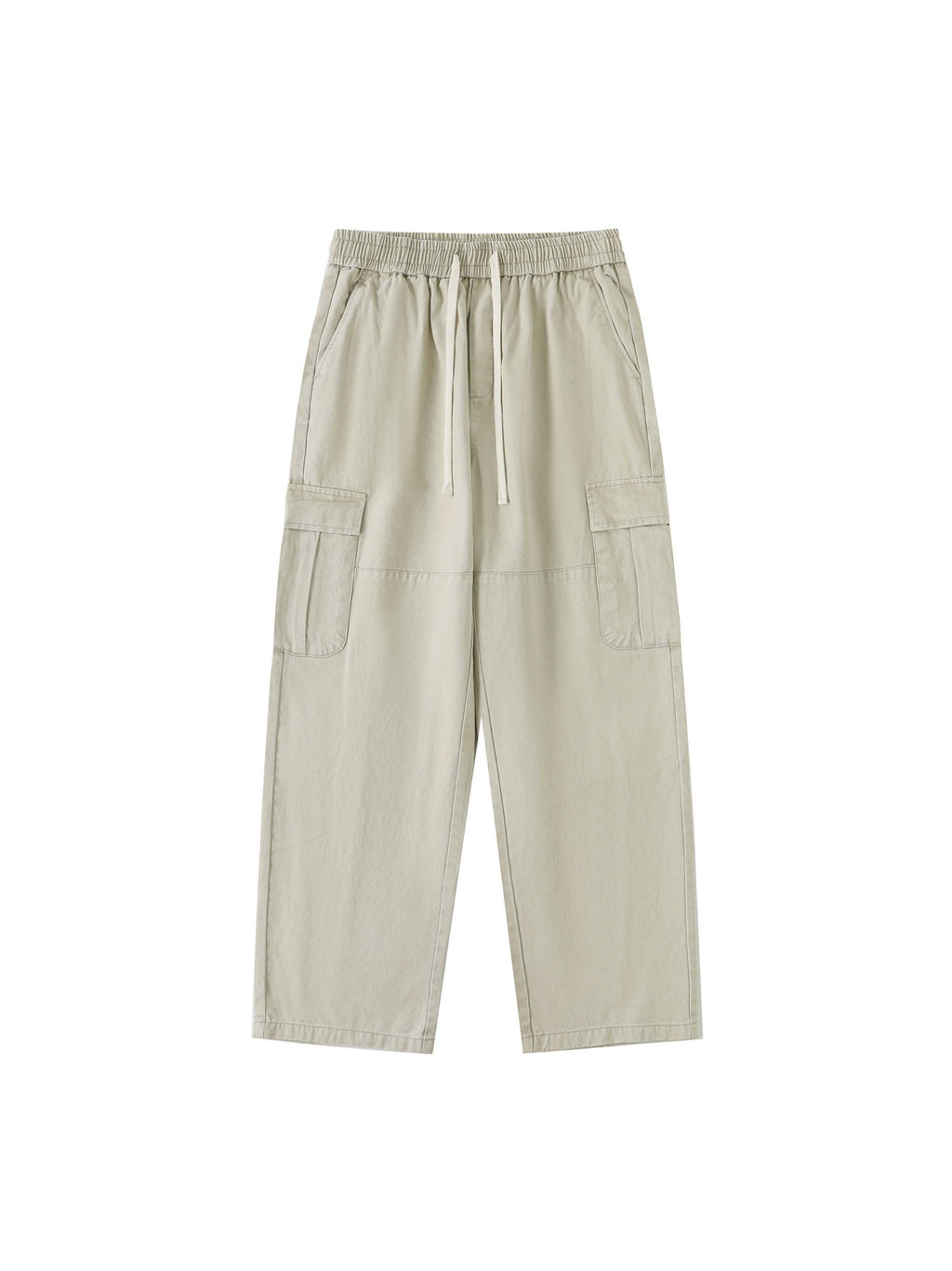 Drawstring Waist Straight-Leg Cargo Pants