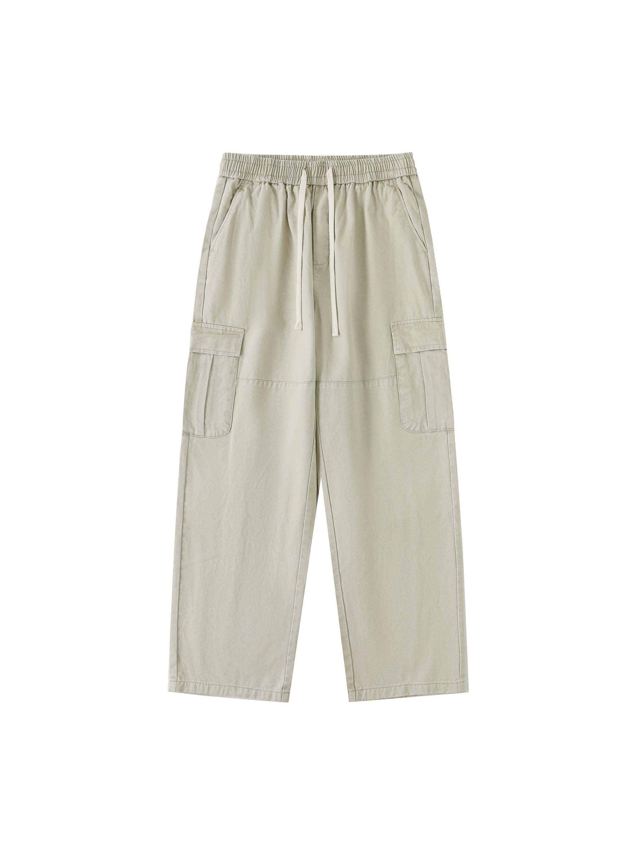 Drawstring Waist Straight-Leg Cargo Pants