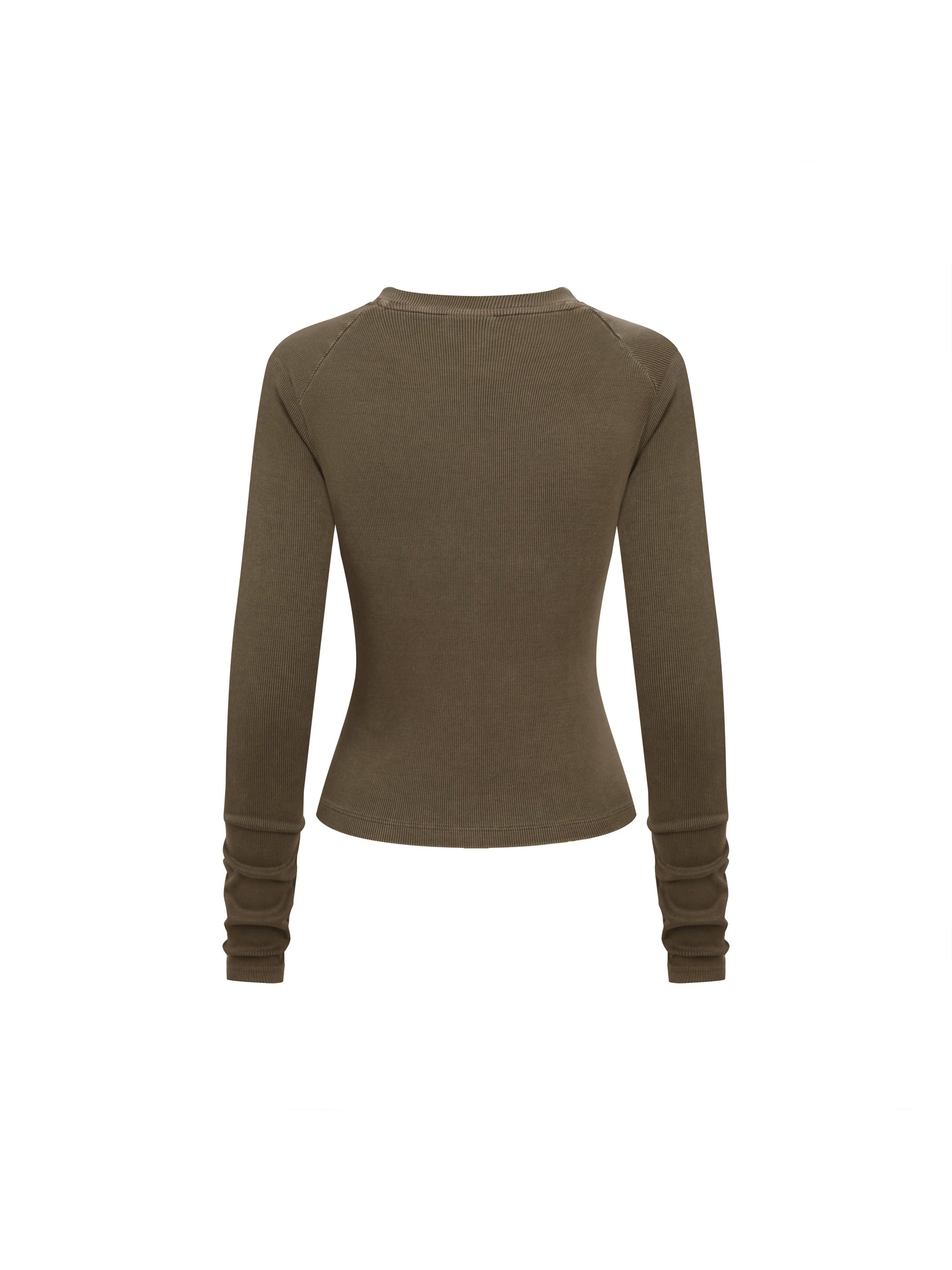 Dyed Washed Raglan Long Sleeve Slim T-Shirt