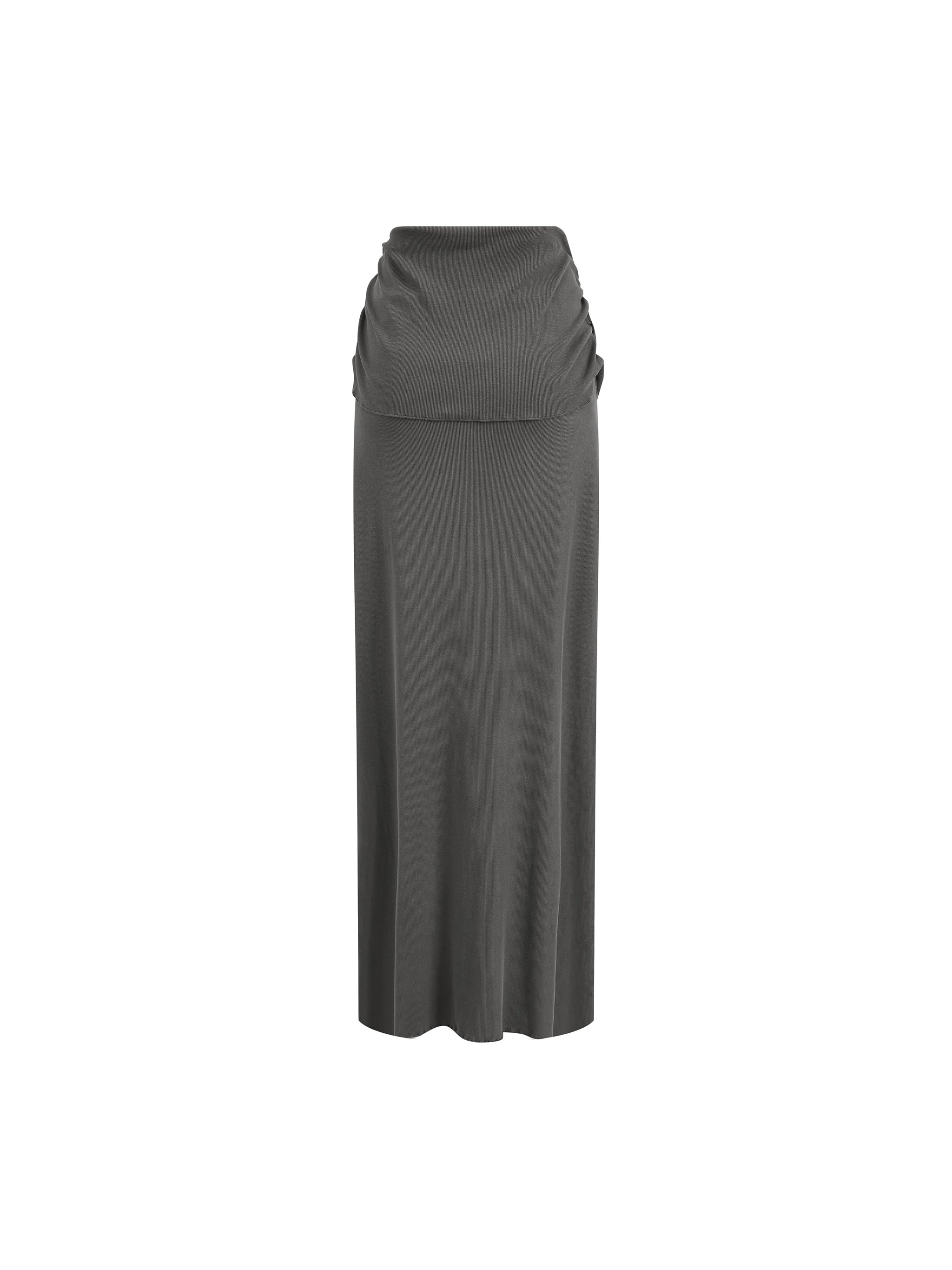 Dyed Washed Straight Hip-Hugging Slim Maxi Skirt