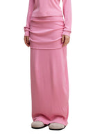Dyed Washed Straight Hip-Hugging Slim Maxi Skirt