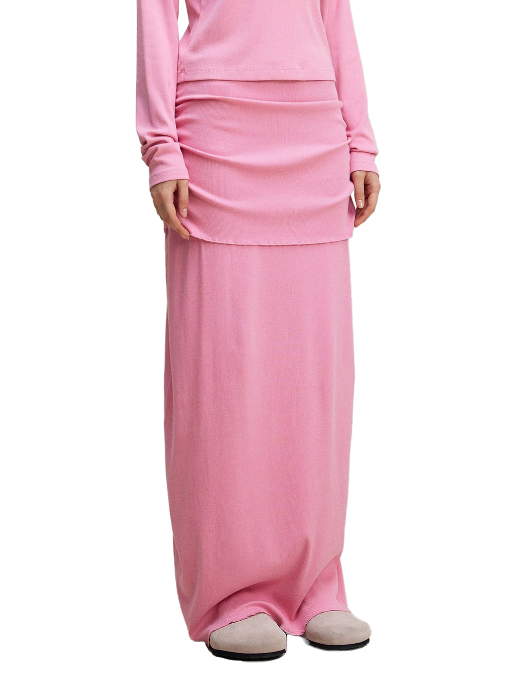 Dyed Washed Straight Hip-Hugging Slim Maxi Skirt
