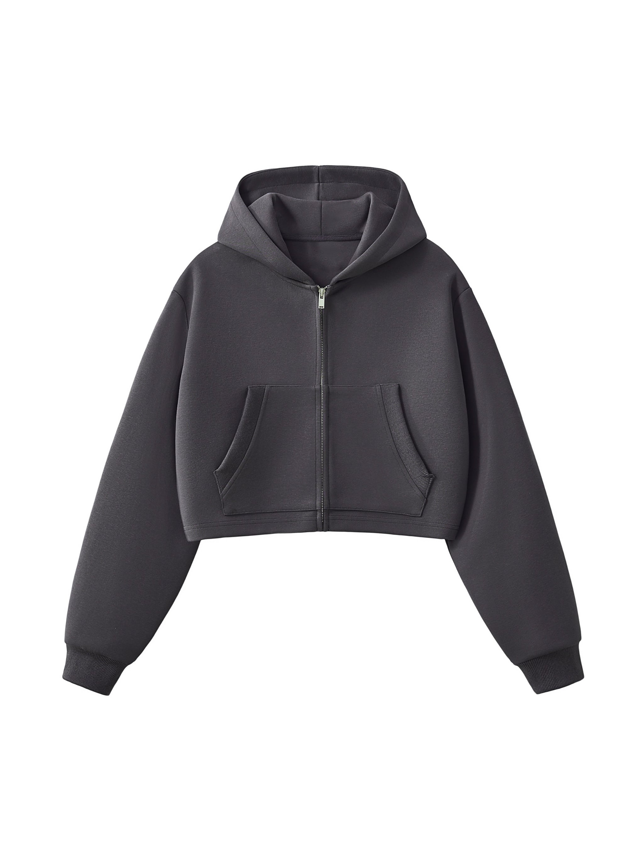 Essential Cropped Zip-Up Hoodie