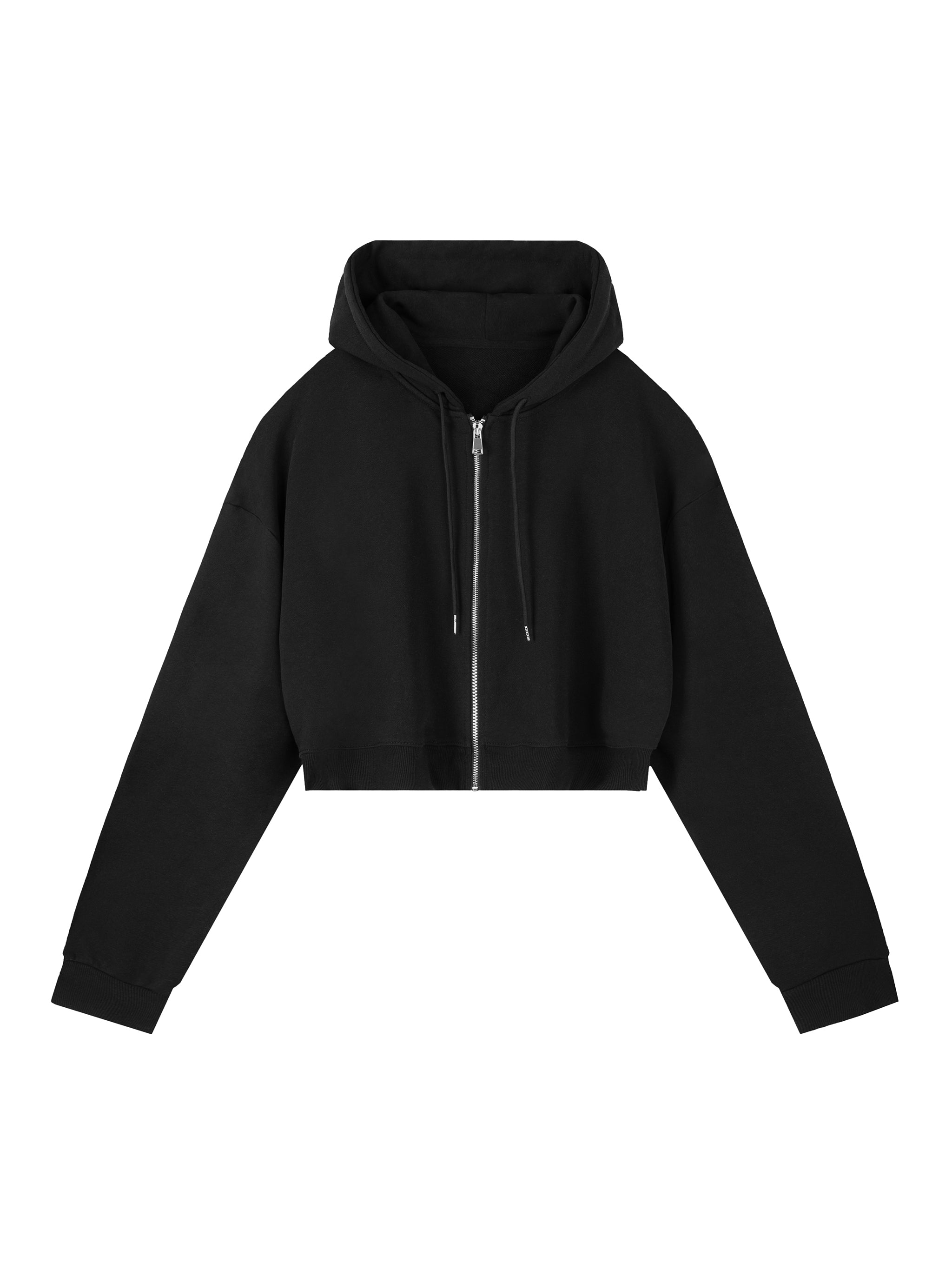 Essential Cropped Zip-Up Hoodie