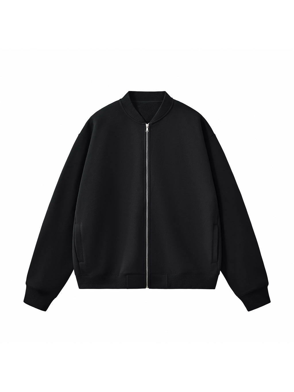 Essential Zip-Up Fleeced Varsity Jacket