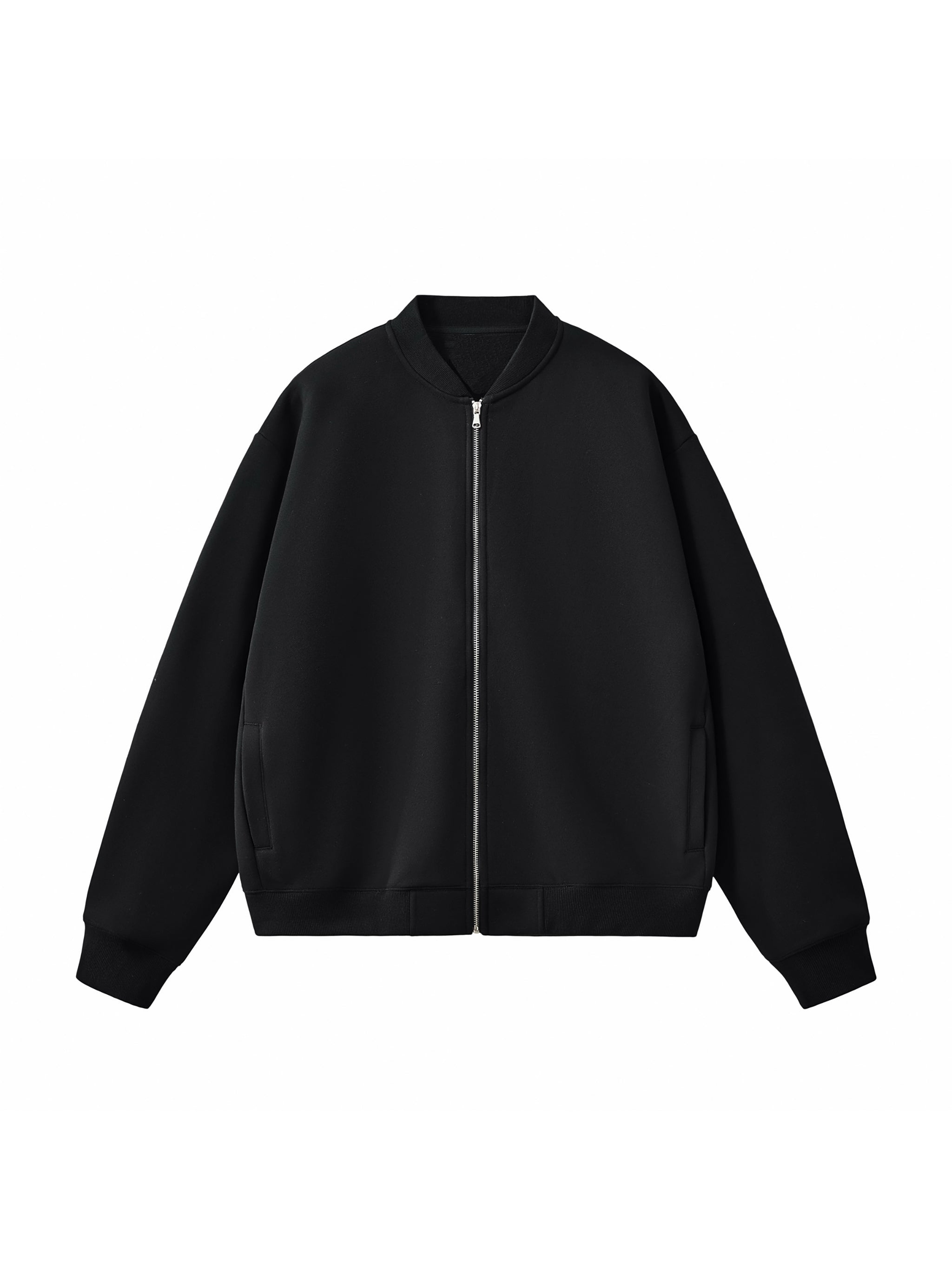 Essential Zip-Up Fleeced Varsity Jacket
